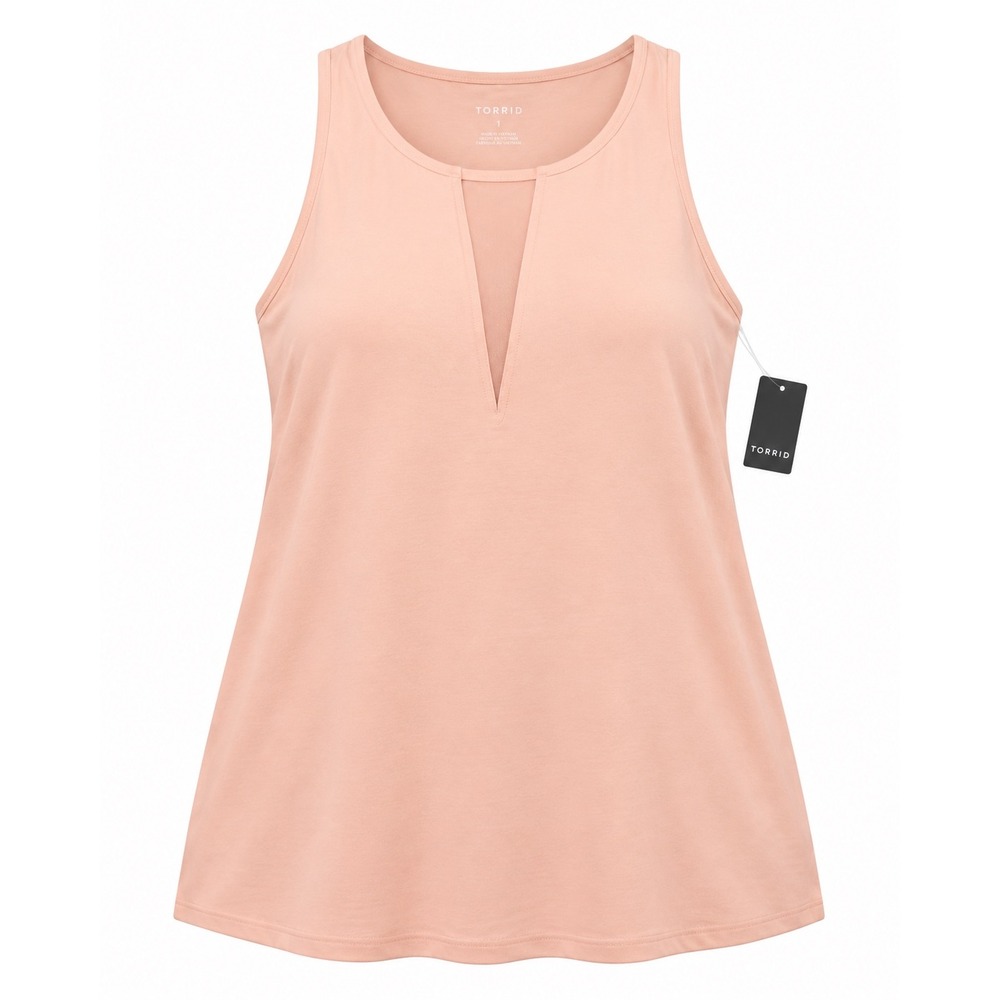 Torrid Foxy Mesh Inset Tank Top Impatient Pink V-Neck Size 2 2X 41610212